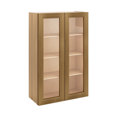 J&K Butterscotch B8 Wall Glass Cabinet - 27" W x 42" H (No Glass Insert)