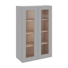 J&K Castle Grey S5 Wall Glass Cabinet - 27" W x 42" H (No Glass Insert)