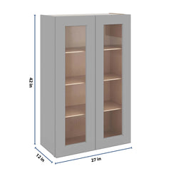 J&K Castle Grey S5 Wall Glass Cabinet - 27" W x 42" H (No Glass Insert)