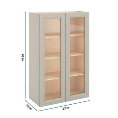 J&K Pebble B6 Wall Glass Cabinet - 27" W x 42" H (No Glass Insert)