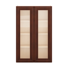 J&K Mahogany J5 Wall Glass Cabinet - 27" W x 42" H (No Glass Insert)