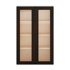 J&K Espresso K8 Wall Glass Cabinet - 27" W x 42" H (No Glass Insert)