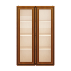 J&K Mocha Glazed K10 Wall Glass Cabinet - 27" W x 42" H (No Glass Insert)