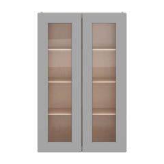 J&K Castle Grey S5 Wall Glass Cabinet - 27" W x 42" H (No Glass Insert)