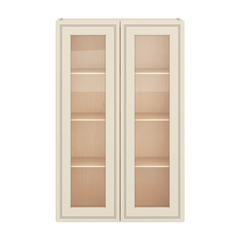 J&K Pearl Glazed H9 Wall Glass Cabinet - 27" W x 42" H (No Glass Insert)