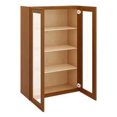 J&K Mocha Glazed K10 Wall Glass Cabinet - 27" W x 42" H (No Glass Insert)
