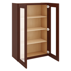J&K Mahogany J5 Wall Glass Cabinet - 27" W x 42" H (No Glass Insert)