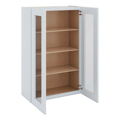 J&K White Shaker S8 Wall Glass Cabinet - 27" W x 42" H (No Glass Insert)
