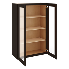 J&K Espresso K8 Wall Glass Cabinet - 27" W x 42" H (No Glass Insert)