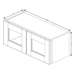 J&K Almond S2 Wall Glass Cabinet - 30" W x 12" H (No Glass Insert)