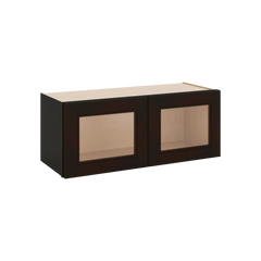 J&K Espresso K8 Wall Glass Cabinet - 30" W x 12" H (No Glass Insert)