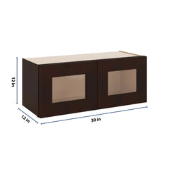 J&K Java Coffee S1 Wall Glass Cabinet - 30" W x 12" H (No Glass Insert)