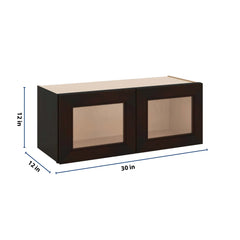 J&K Espresso K8 Wall Glass Cabinet - 30" W x 12" H (No Glass Insert)