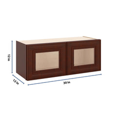 J&K Mahogany J5 Wall Glass Cabinet - 30" W x 12" H (No Glass Insert)