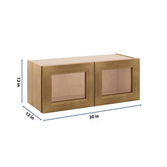 J&K Butterscotch B8 Wall Glass Cabinet - 30" W x 12" H (No Glass Insert)