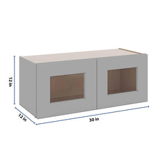 J&K Castle Grey S5 Wall Glass Cabinet - 30" W x 12" H (No Glass Insert)