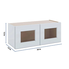 J&K White Shaker S8 Wall Glass Cabinet - 30" W x 12" H (No Glass Insert)