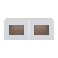 J&K White Shaker S8 Wall Glass Cabinet - 30" W x 12" H (No Glass Insert)