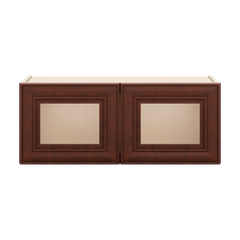 J&K Mahogany J5 Wall Glass Cabinet - 30" W x 12" H (No Glass Insert)