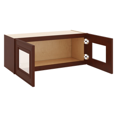 J&K Mahogany J5 Wall Glass Cabinet - 30" W x 12" H (No Glass Insert)