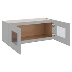 J&K Castle Grey S5 Wall Glass Cabinet - 30" W x 12" H (No Glass Insert)