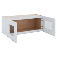 J&K White Shaker S8 Wall Glass Cabinet - 30" W x 12" H (No Glass Insert)