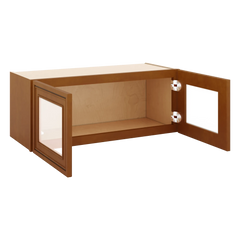 J&K Mocha Glazed K10 Wall Glass Cabinet - 30" W x 12" H (No Glass Insert)