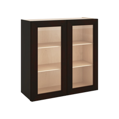 J&K Espresso K8 Wall Glass Cabinet - 30" W x 30" H (No Glass Insert)