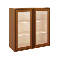 J&K Mocha Glazed K10 Wall Glass Cabinet - 30" W x 30" H (No Glass Insert)