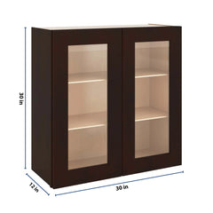 J&K Java Coffee S1 Wall Glass Cabinet - 30" W x 30" H (No Glass Insert)