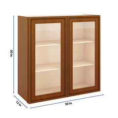 J&K Mocha Glazed K10 Wall Glass Cabinet - 30" W x 30" H (No Glass Insert)