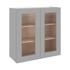 J&K Castle Grey S5 Wall Glass Cabinet - 30" W x 30" H (No Glass Insert)