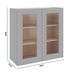 J&K Castle Grey S5 Wall Glass Cabinet - 30" W x 30" H (No Glass Insert)