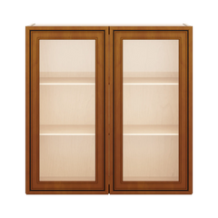 J&K Mocha Glazed K10 Wall Glass Cabinet - 30" W x 30" H (No Glass Insert)