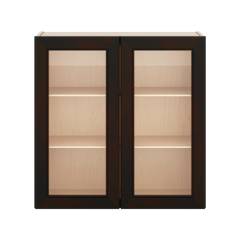 J&K Espresso K8 Wall Glass Cabinet - 30" W x 30" H (No Glass Insert)