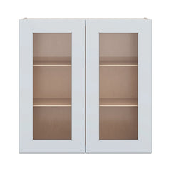J&K White Shaker S8 Wall Glass Cabinet - 30" W x 30" H (No Glass Insert)