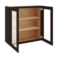 J&K Espresso K8 Wall Glass Cabinet - 30" W x 30" H (No Glass Insert)