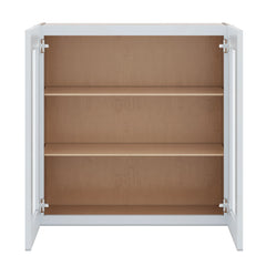 J&K White Shaker S8 Wall Glass Cabinet - 30" W x 30" H (No Glass Insert)