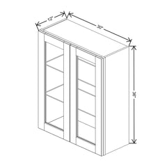 J&K Almond S2 Wall Glass Cabinet - 30" W x 36" H (No Glass Insert)