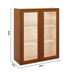 J&K Mocha Glazed K10 Wall Glass Cabinet - 30" W x 36" H (No Glass Insert)