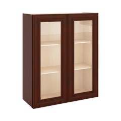 J&K Mahogany J5 Wall Glass Cabinet - 30" W x 36" H (No Glass Insert)