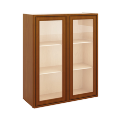 J&K Mocha Glazed K10 Wall Glass Cabinet - 30" W x 36" H (No Glass Insert)