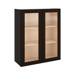 J&K Espresso K8 Wall Glass Cabinet - 30" W x 36" H (No Glass Insert)
