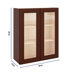 J&K Mahogany J5 Wall Glass Cabinet - 30" W x 36" H (No Glass Insert)