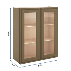 J&K Hazel H8 Wall Glass Cabinet - 30" W x 36" H (No Glass Insert)