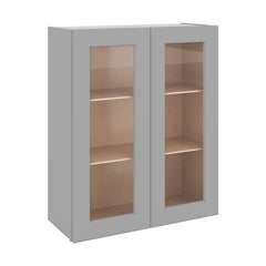 J&K Castle Grey S5 Wall Glass Cabinet - 30" W x 36" H (No Glass Insert)