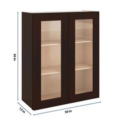 J&K Java Coffee S1 Wall Glass Cabinet - 30" W x 36" H (No Glass Insert)