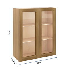 J&K Butterscotch B8 Wall Glass Cabinet - 30" W x 36" H (No Glass Insert)