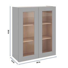 J&K Castle Grey S5 Wall Glass Cabinet - 30" W x 36" H (No Glass Insert)