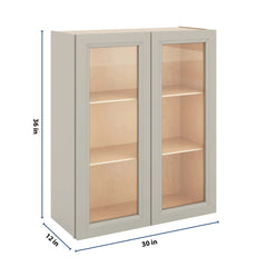 J&K Pebble B6 Wall Glass Cabinet - 30" W x 36" H (No Glass Insert)